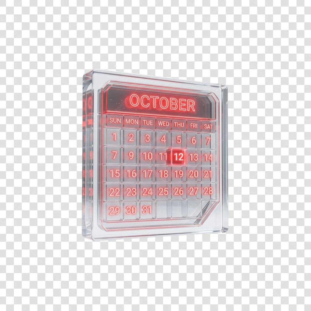 Elemento 3D Calendário Outubro 12 Dia das Crianças PNG Fundo Transparente