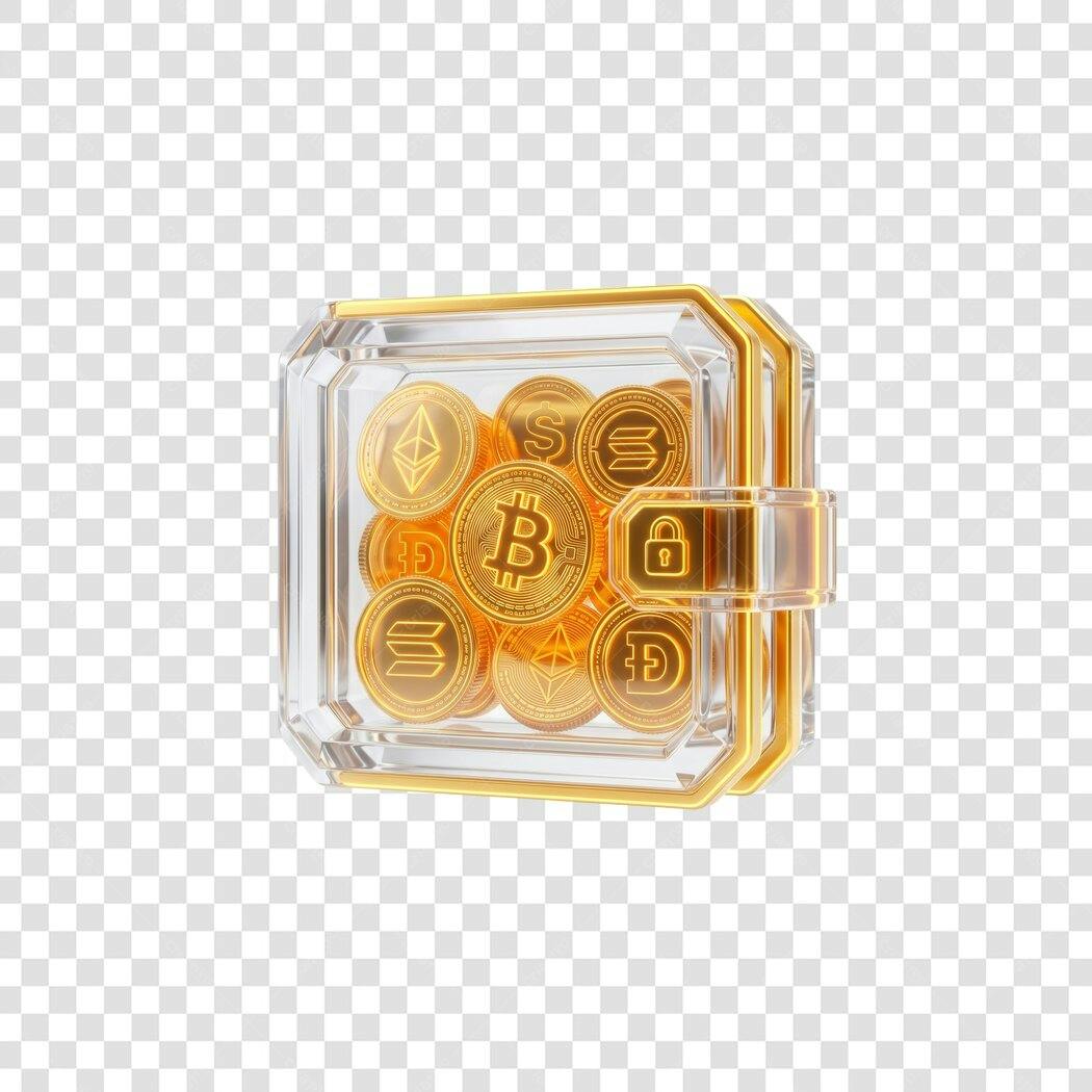 Elemento 3D Carteira Criptomoedas Bitcoin Ethereum PNG Fundo Transparente