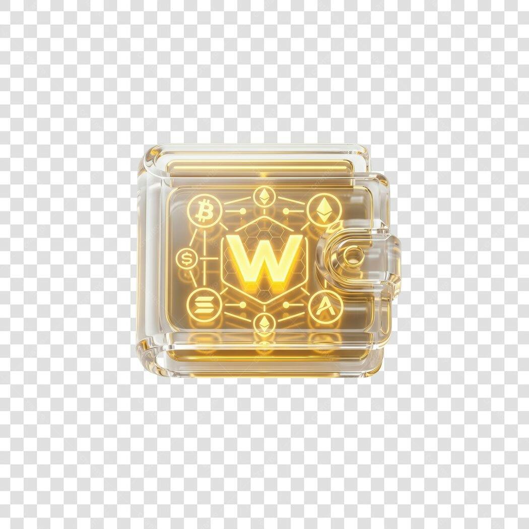 Elemento 3D Carteira Digital Criptomoedas PNG Fundo Transparente