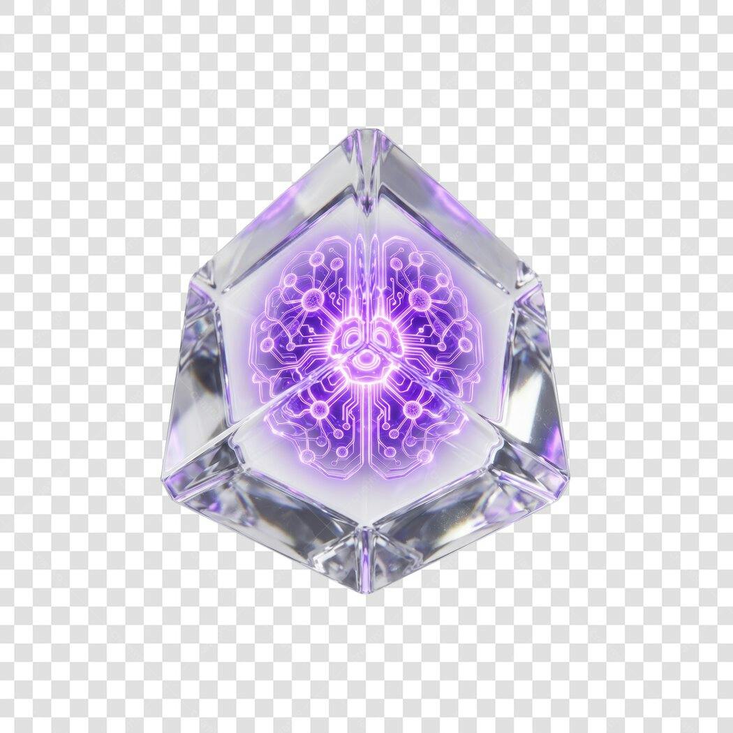 Elemento 3D Cérebro Inteligência Artificial Roxo PNG Fundo Transparente