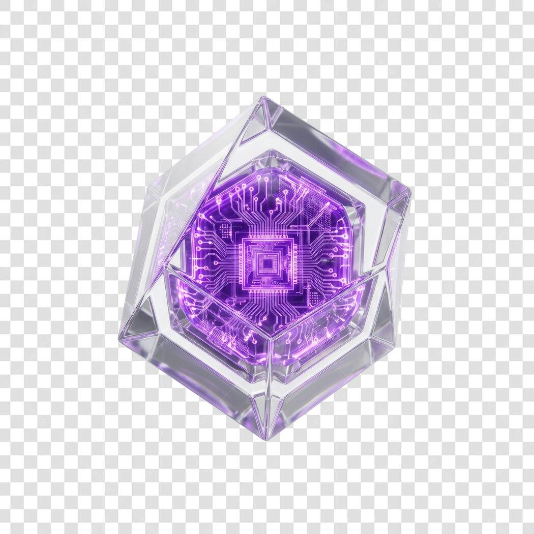 Elemento 3D Chip Processador Roxo Tecnologia PNG Fundo Transparente
