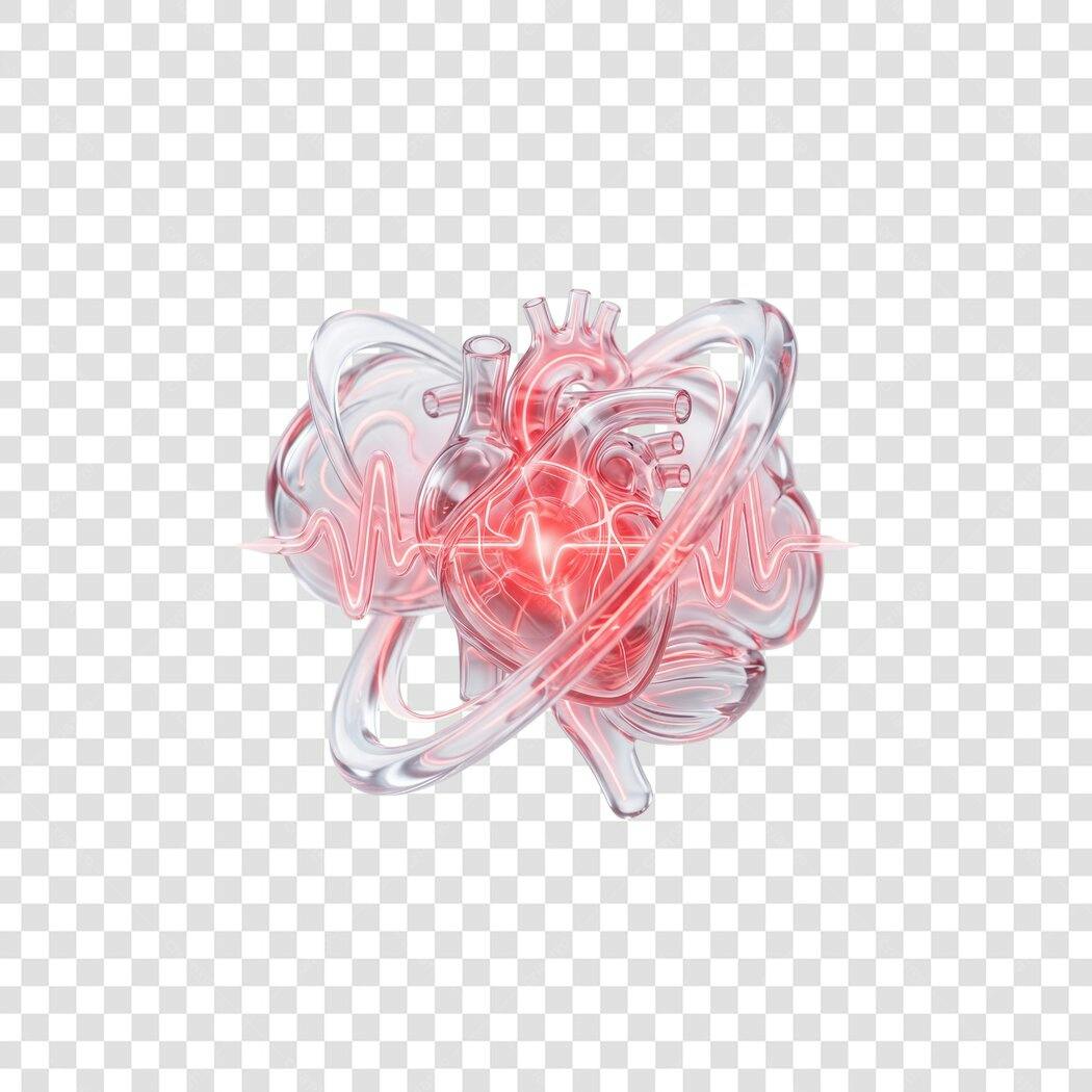 Elemento 3D Coração Humano Batimento Cardíaco PNG Fundo Transparente