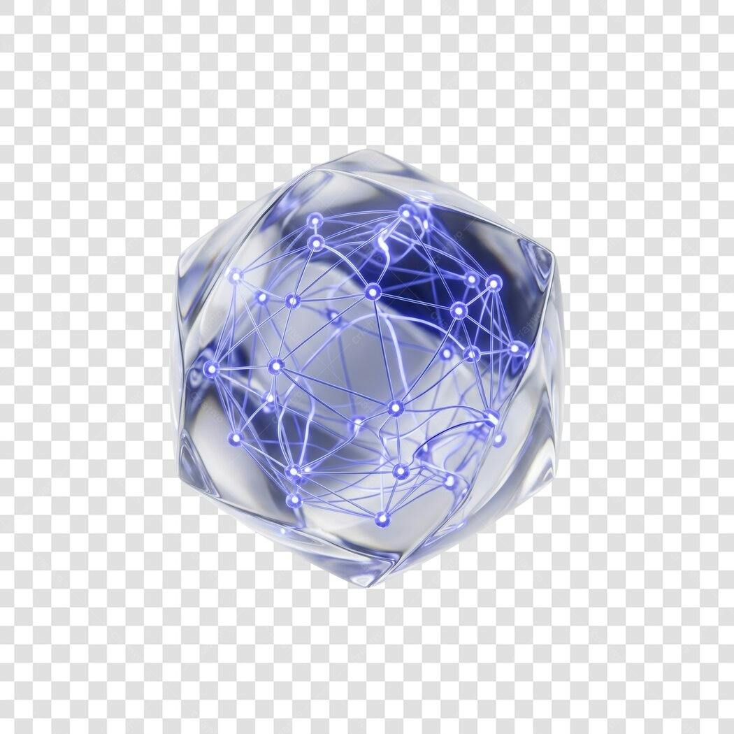 Elemento 3D Cubo Abstrato Rede Neural Tecnologia PNG Fundo Transparente