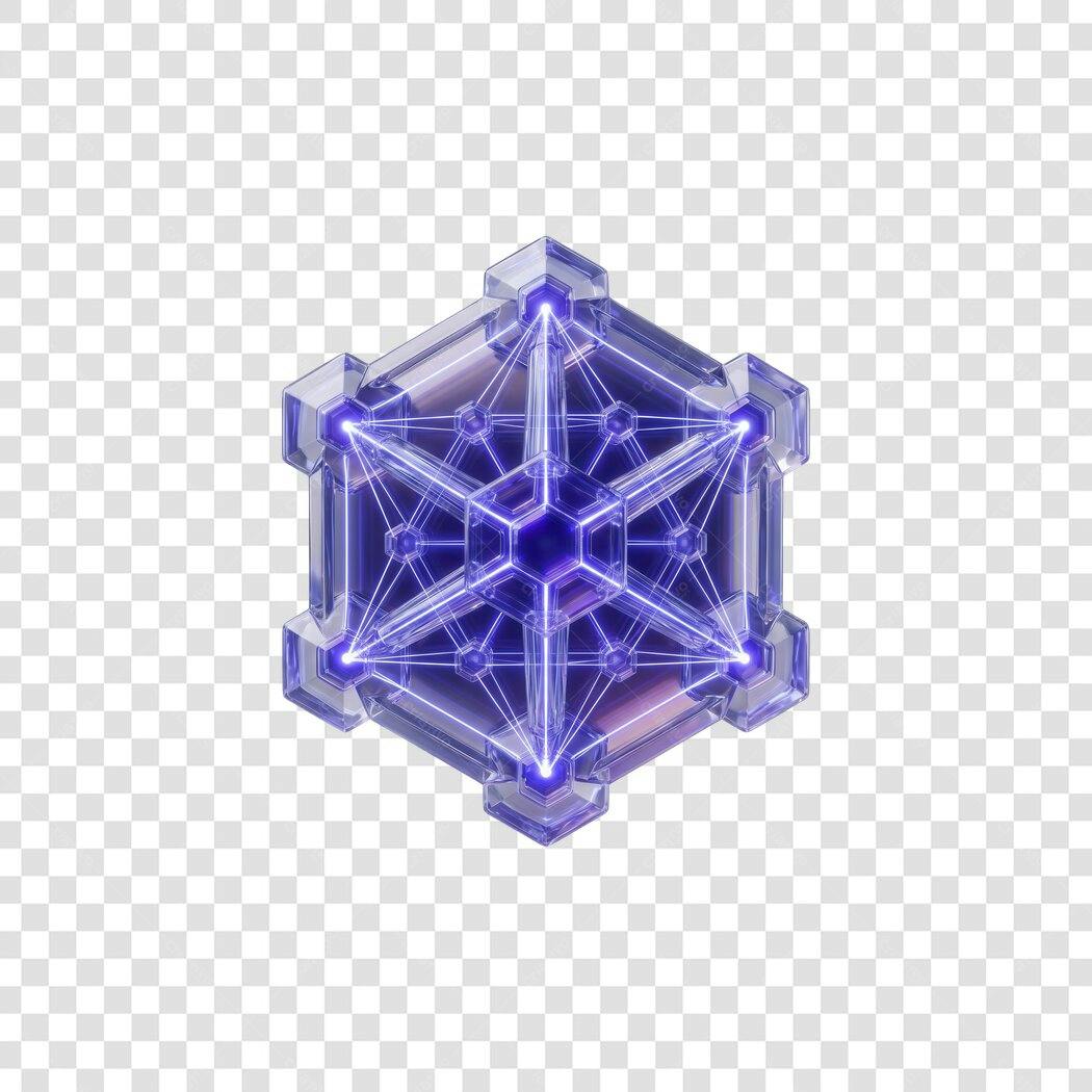 Elemento 3D Cubo Hexagonal Neon Roxo PNG Fundo Transparente