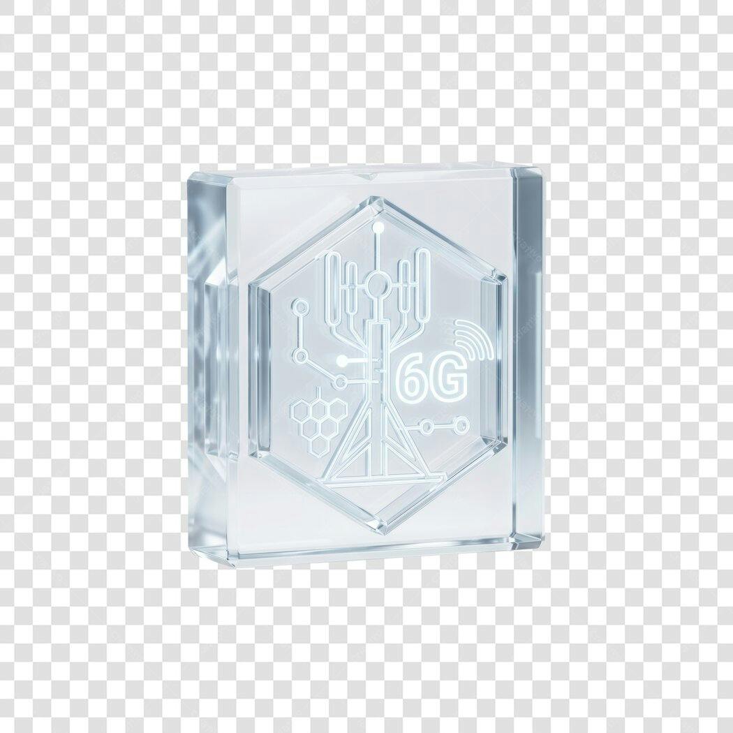 Elemento 3D Cubo Tecnologia 6G Transparente PNG Fundo Transparente