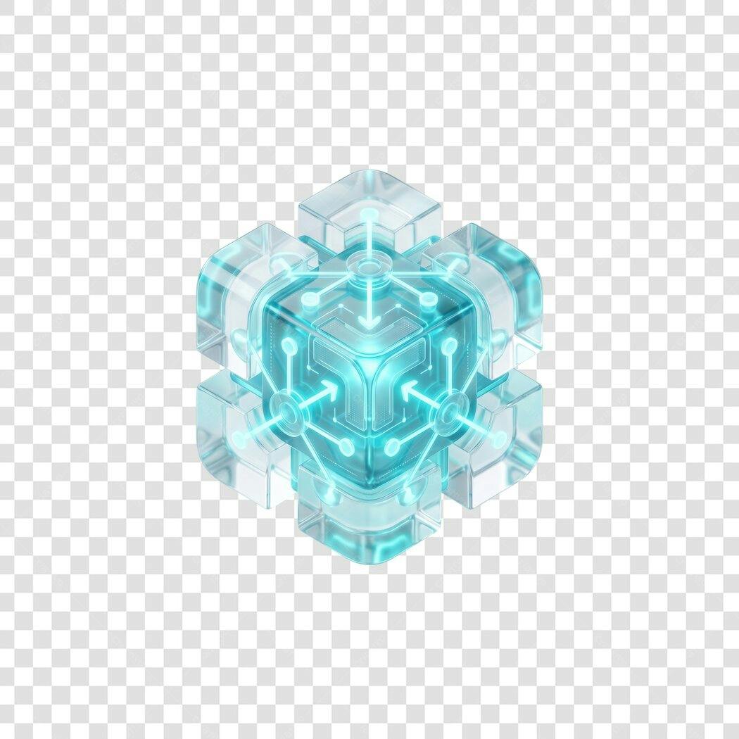 Elemento 3D Cubo Tecnologia Cibersegurança PNG Fundo Transparente
