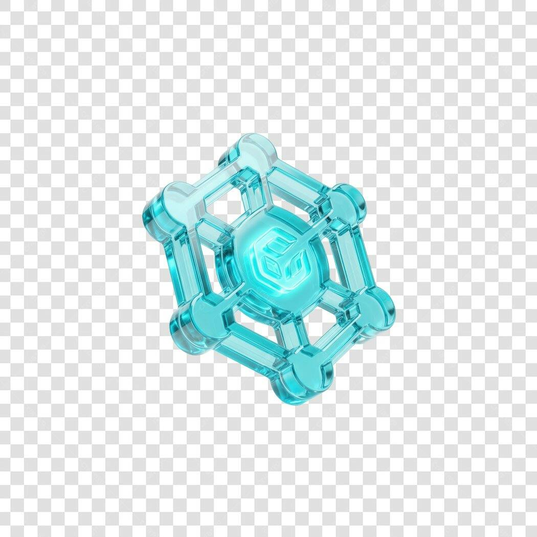 Elemento 3D Cubo Tecnológico Azul Transparente PNG Fundo Transparente