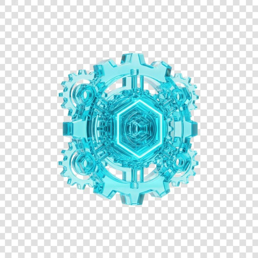 Elemento 3D Engrenagens Azuis Tecnologia PNG Fundo Transparente