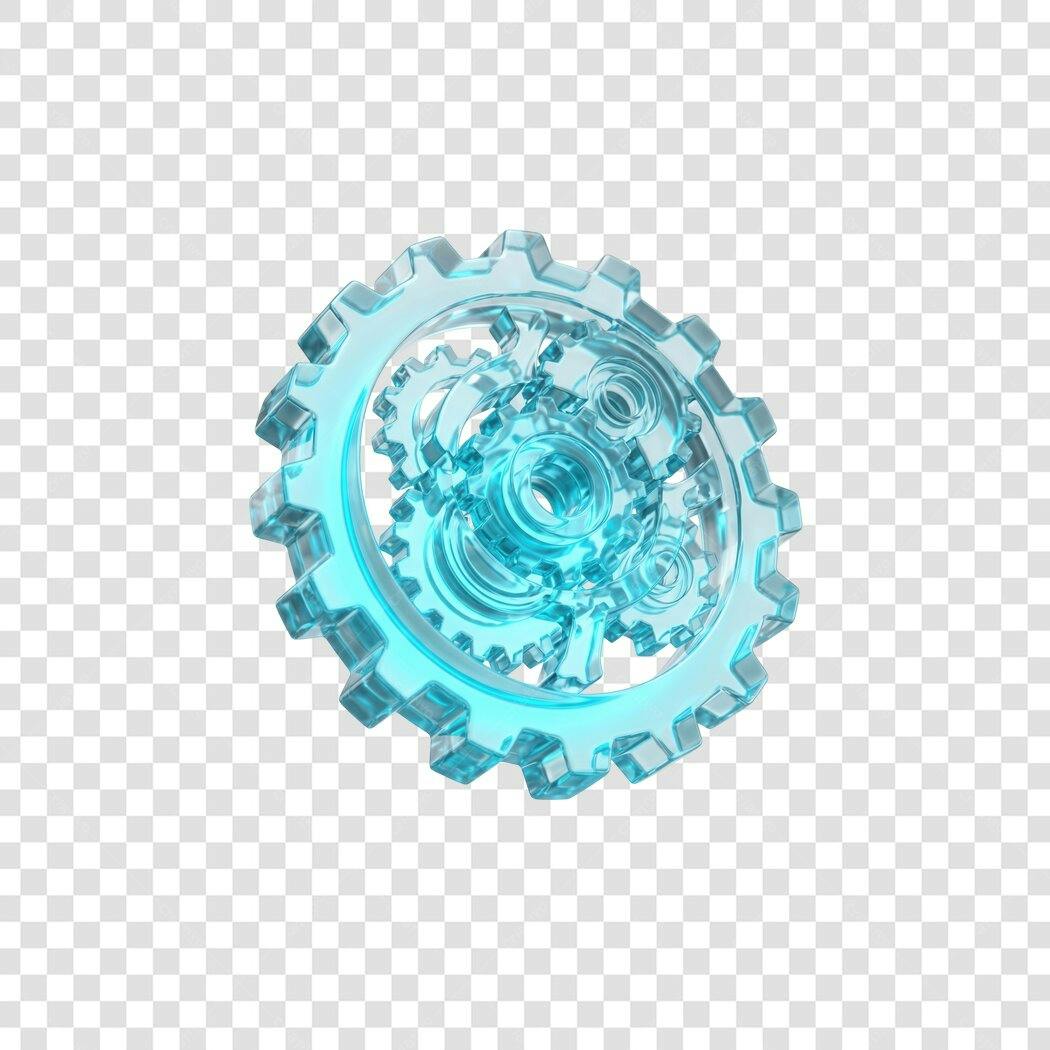 Elemento 3D Engrenagens Azuis Transparente PNG Fundo Transparente