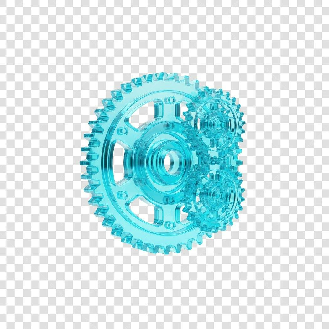Elemento 3D Engrenagens Azuis Transparente PNG Fundo Transparente