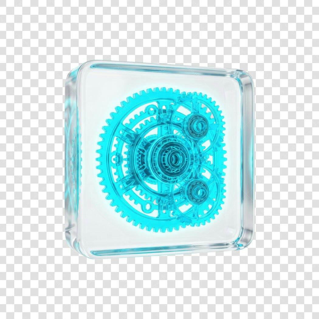 Elemento 3D Engrenagens Tecnologia Azul Transparente PNG