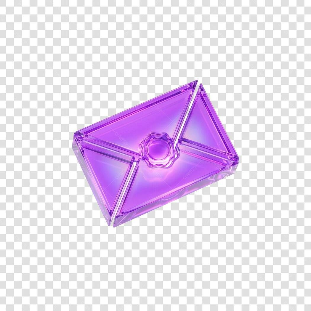 Elemento 3D Envelope Roxo Selo Cera PNG Fundo Transparente