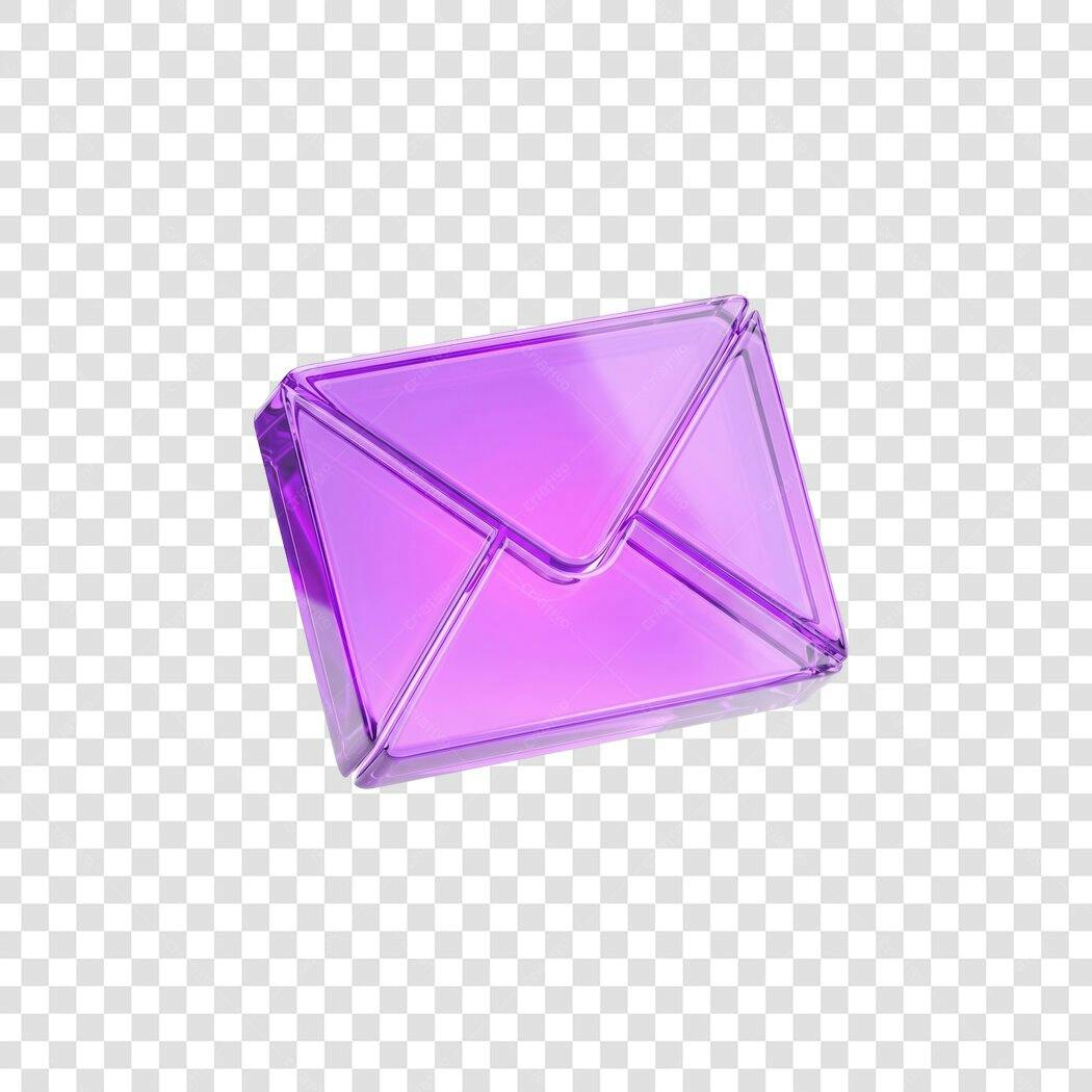 Elemento 3D Envelope Roxo Transparente PNG Fundo Transparente