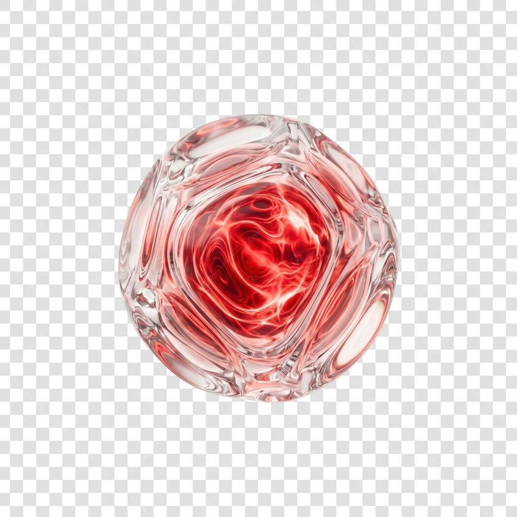 Elemento 3D Esfera Abstrata Vermelha Transparente PNG Fundo Transparente