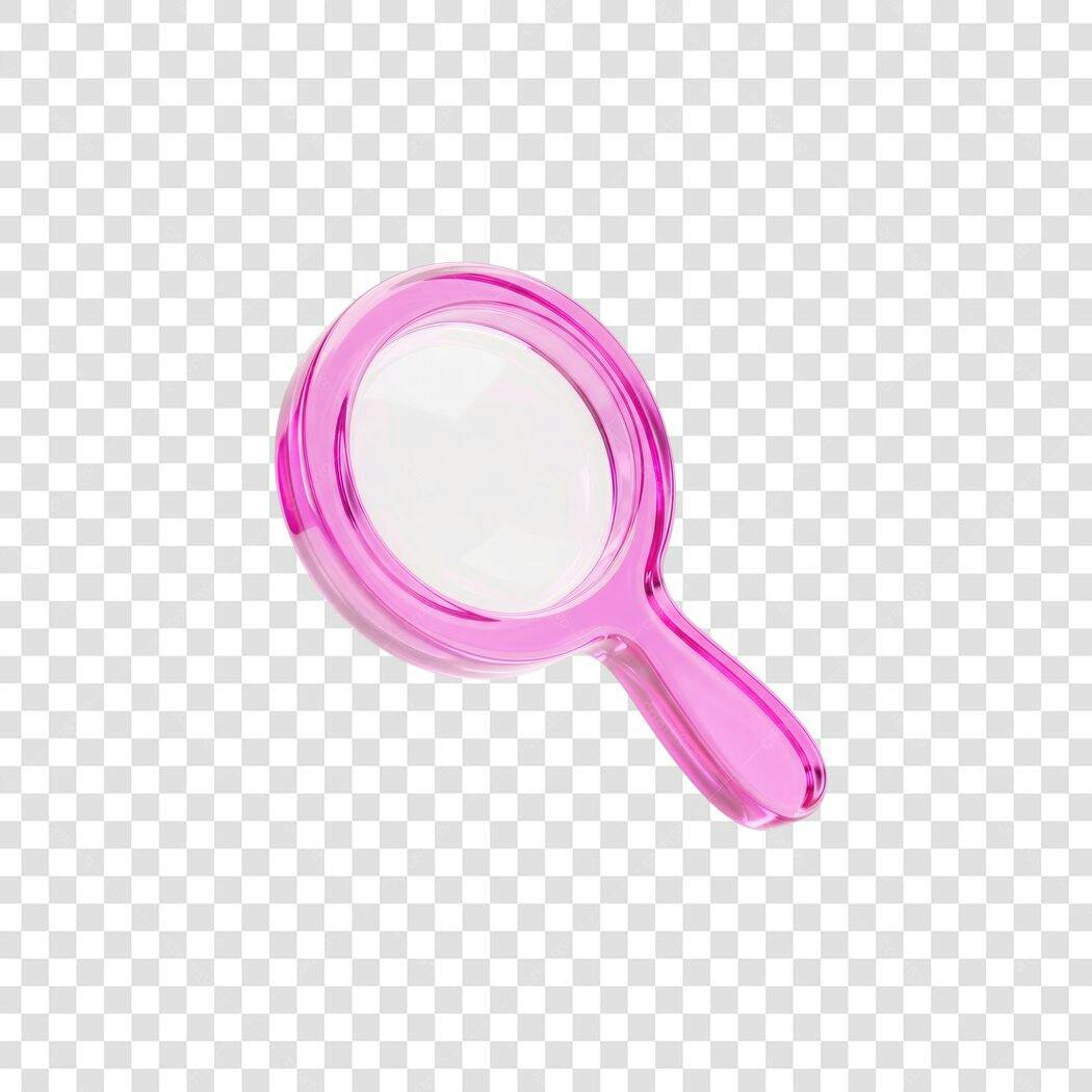 Elemento 3D Espelho de Mão Rosa Transparente PNG Fundo Transparente