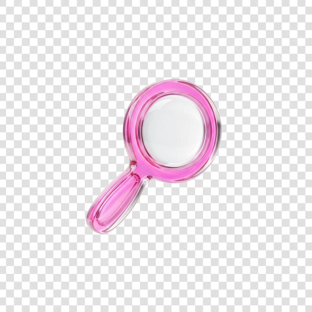 Elemento 3D Espelho de Mão Rosa Transparente PNG Fundo Transparente