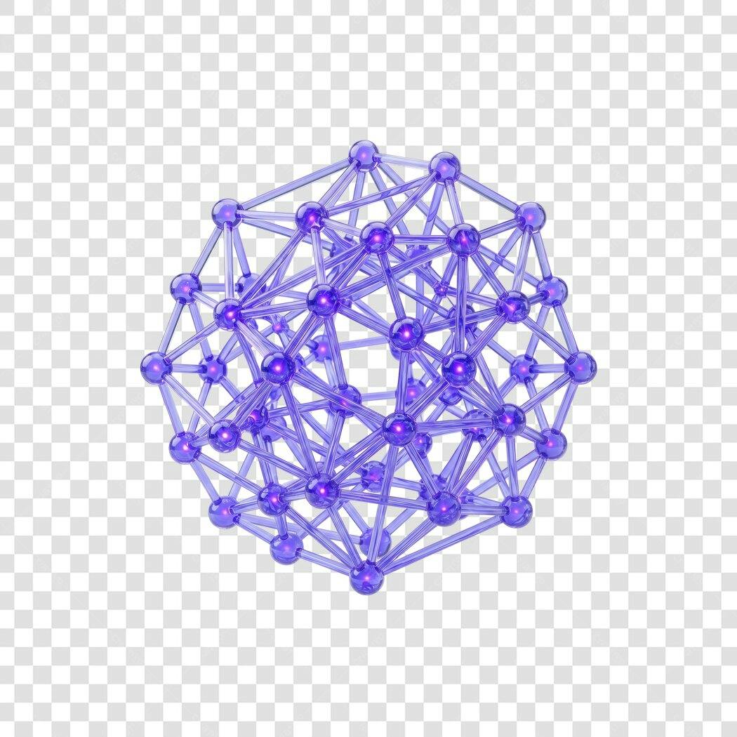 Elemento 3D Estrutura Molecular Roxo PNG Fundo Transparente