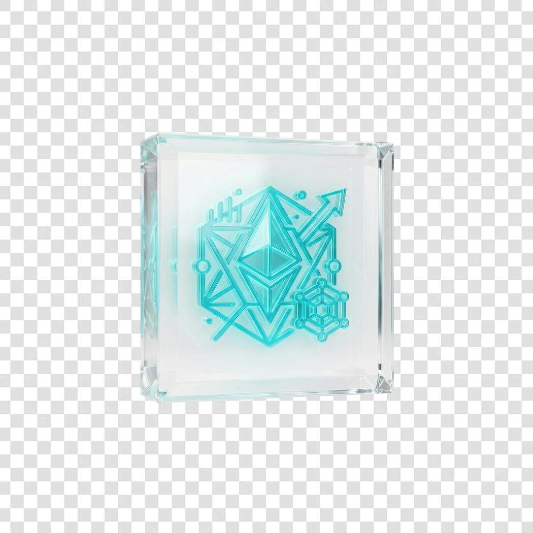 Elemento 3D Ethereum Criptomoeda Cubo Transparente PNG Fundo Transparente