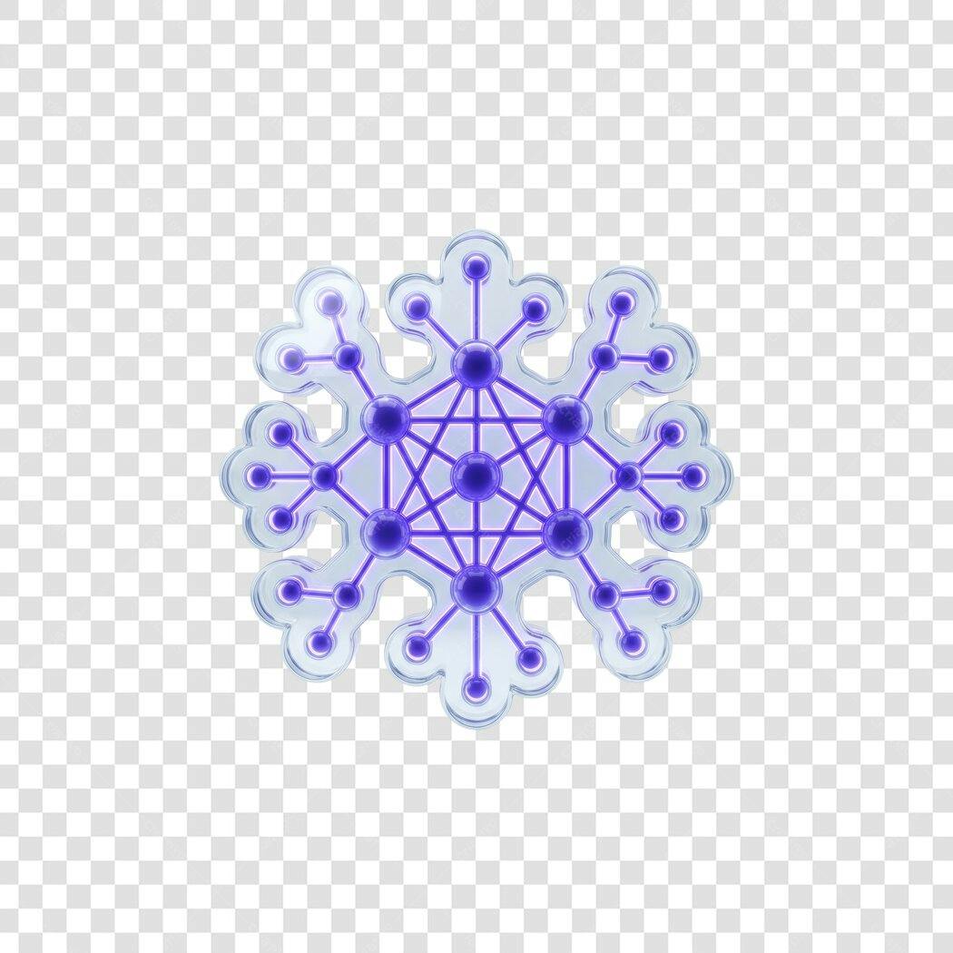 Elemento 3D Floco de Neve Roxo Transparente PNG Fundo Transparente