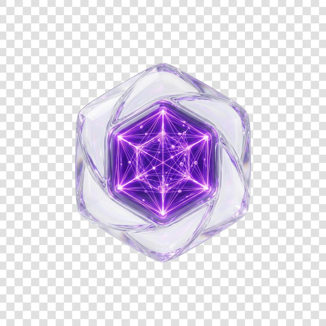Elemento 3D Geométrico Abstrato Roxo PNG Fundo Transparente