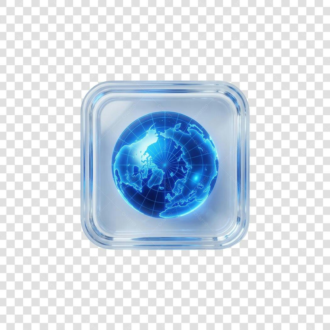 Elemento 3D Globo Terrestre Azul Tecnologia PNG Fundo Transparente