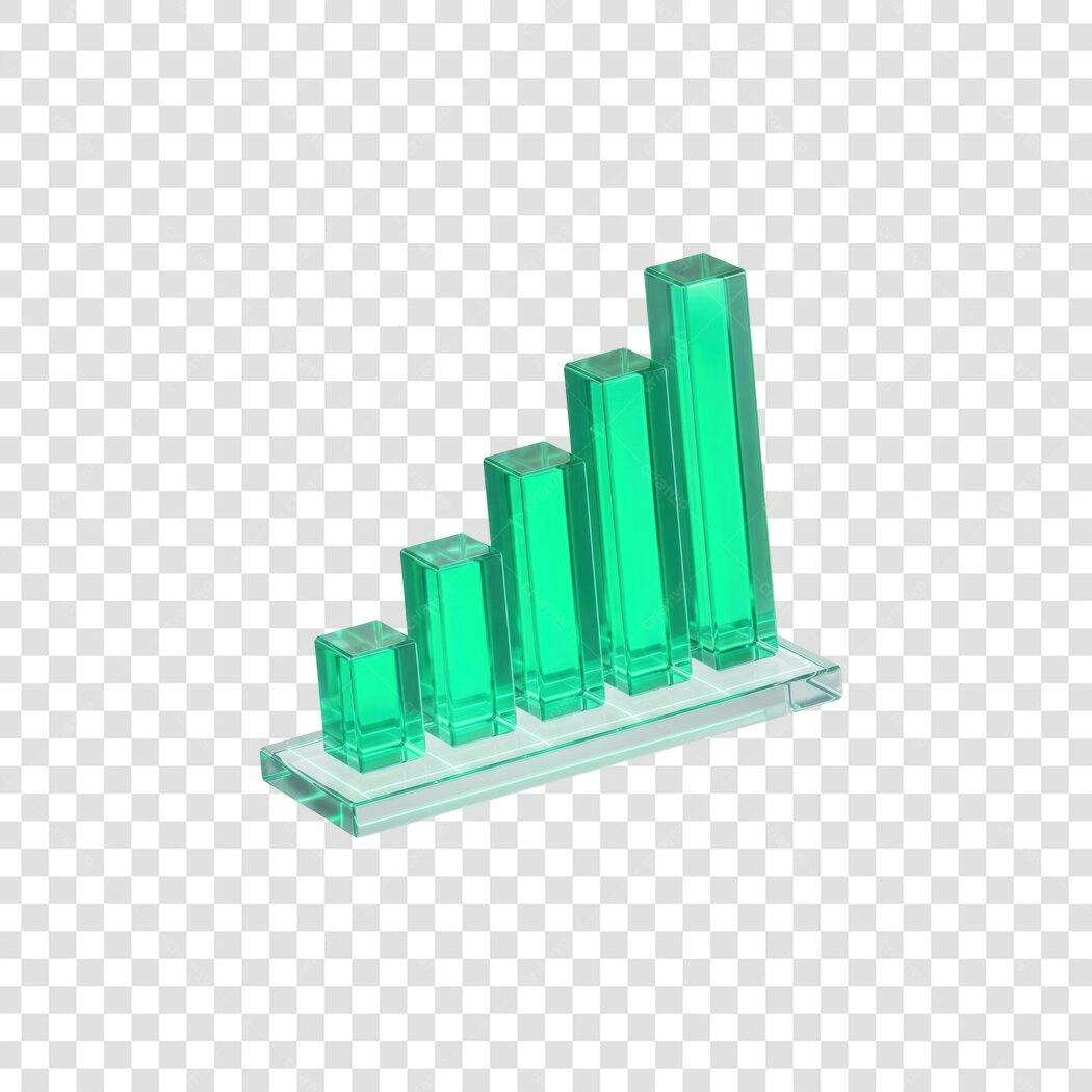 Elemento 3D Gráfico Barras Crescimento Verde PNG Fundo Transparente
