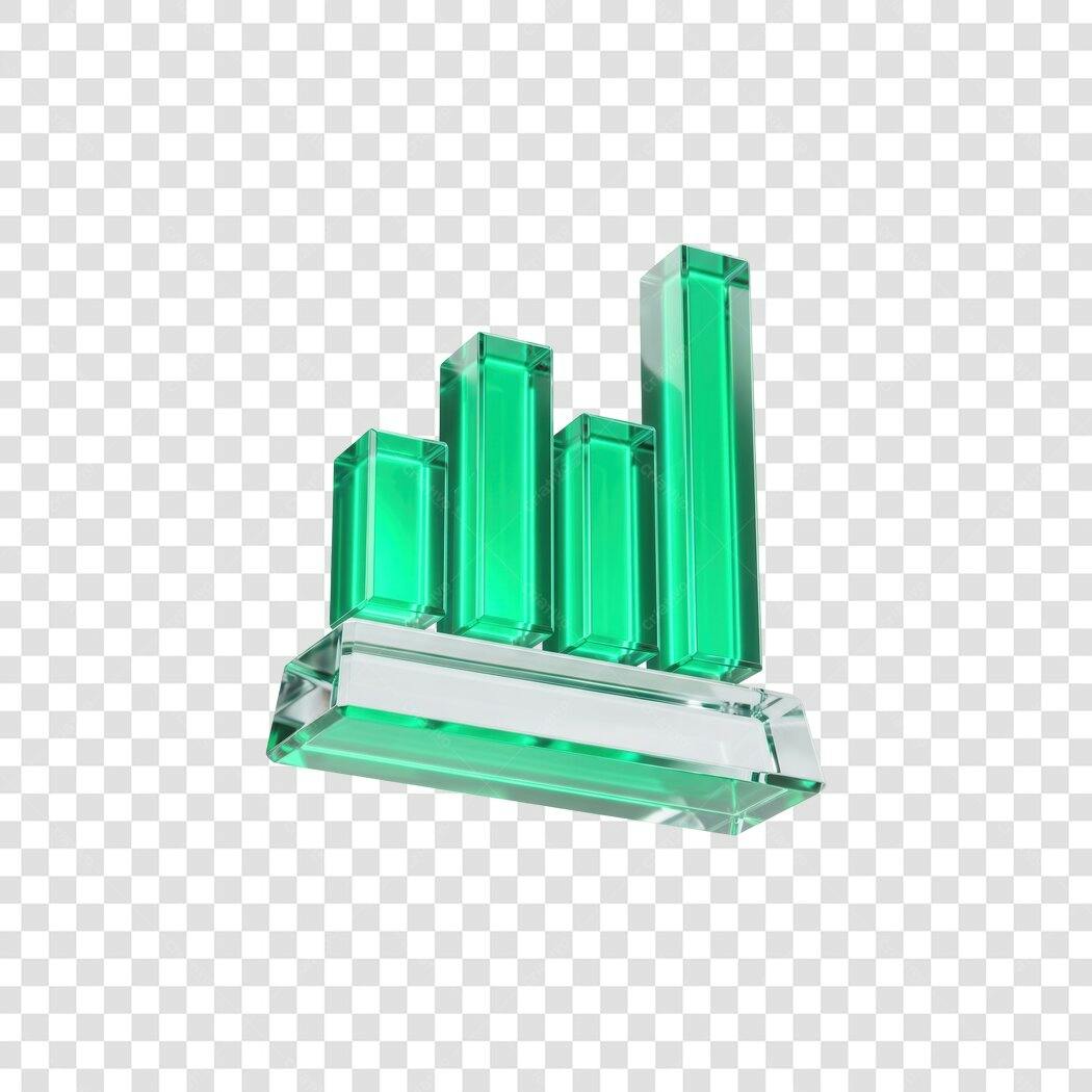 Elemento 3D Gráfico Barras Verde Transparente PNG Fundo Transparente