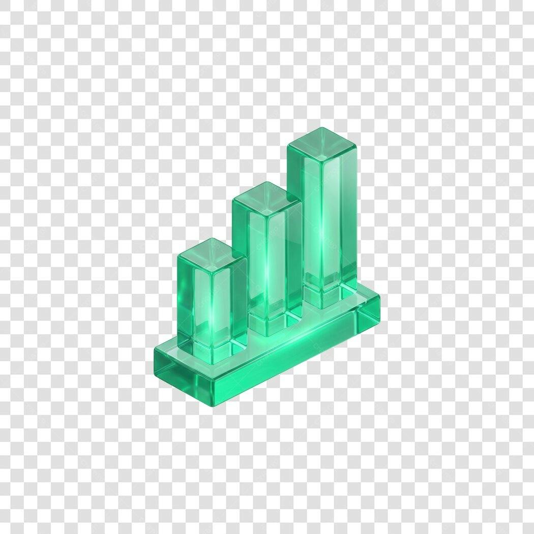 Elemento 3D Gráfico Barras Verde Transparente PNG Fundo Transparente