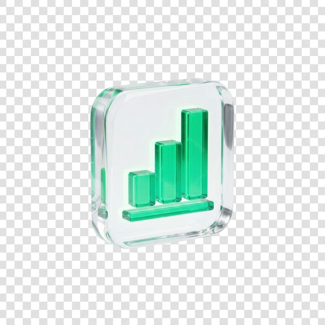Elemento 3D Gráfico Barras Verdes Transparente PNG Fundo Transparente