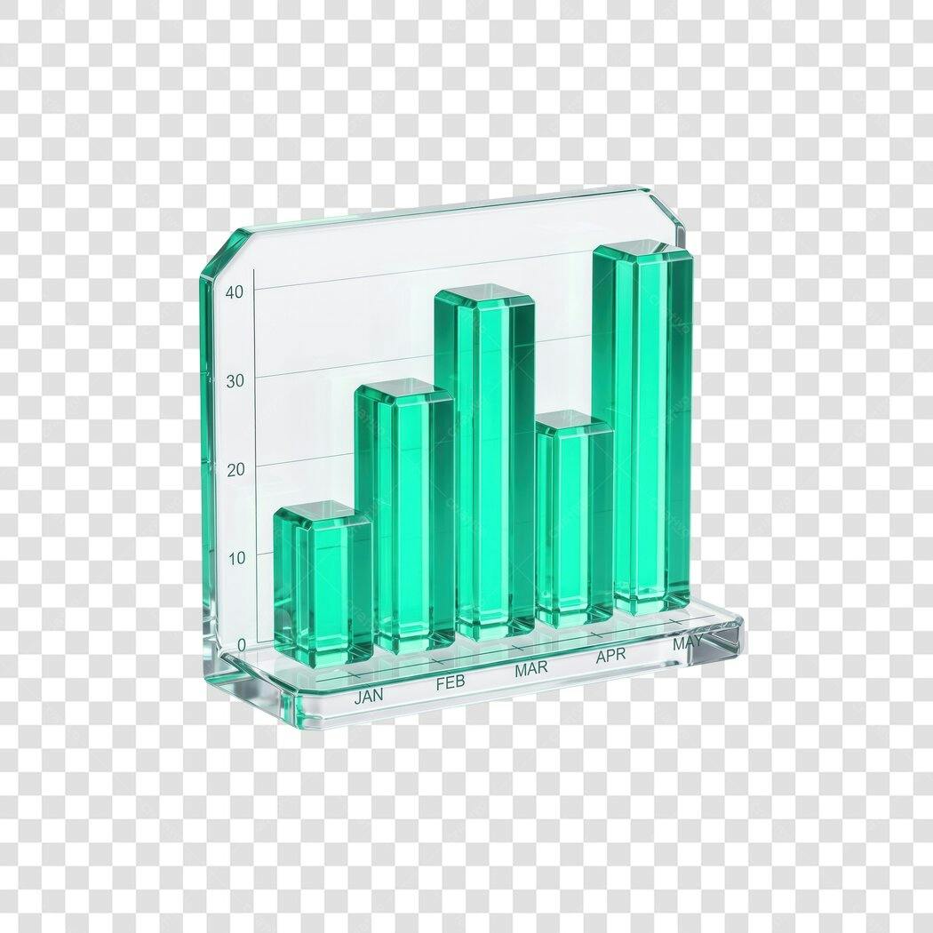 Elemento 3D Gráfico de Barras Transparente PNG Fundo Transparente