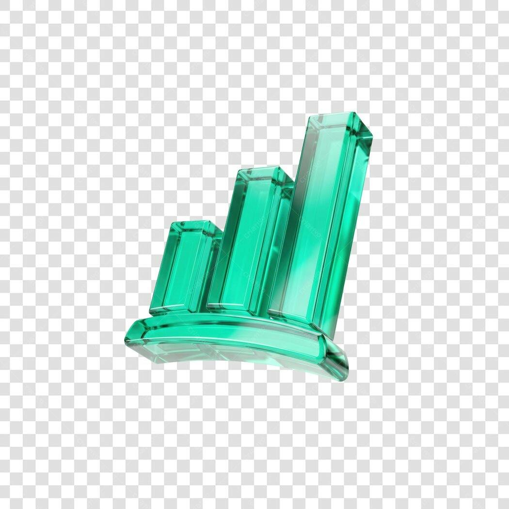 Elemento 3D Gráfico de Barras Verde Água PNG Fundo Transparente