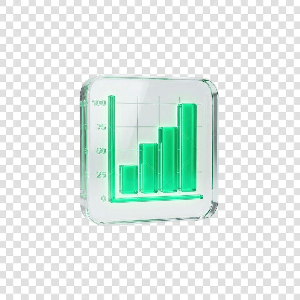 Elemento 3D Gráfico de Barras Verde Transparente PNG Fundo Transparente