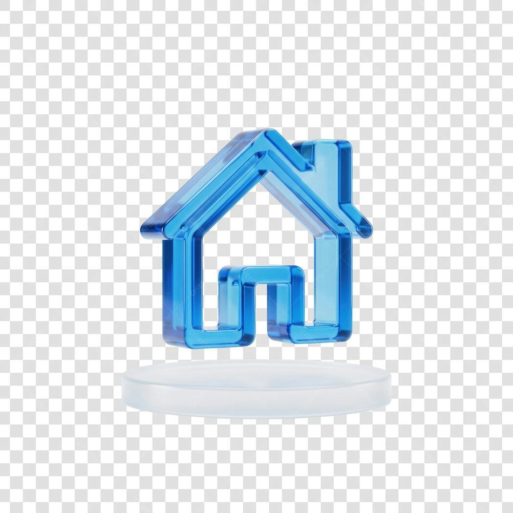Elemento 3D Ícone Casa Azul Transparente PNG Fundo Transparente