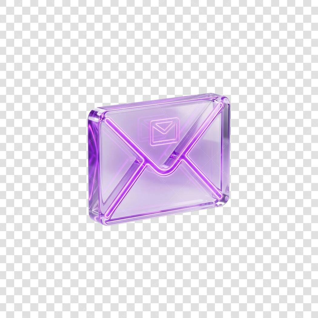 Elemento 3D Ícone Email Roxo Transparente PNG Fundo Transparente