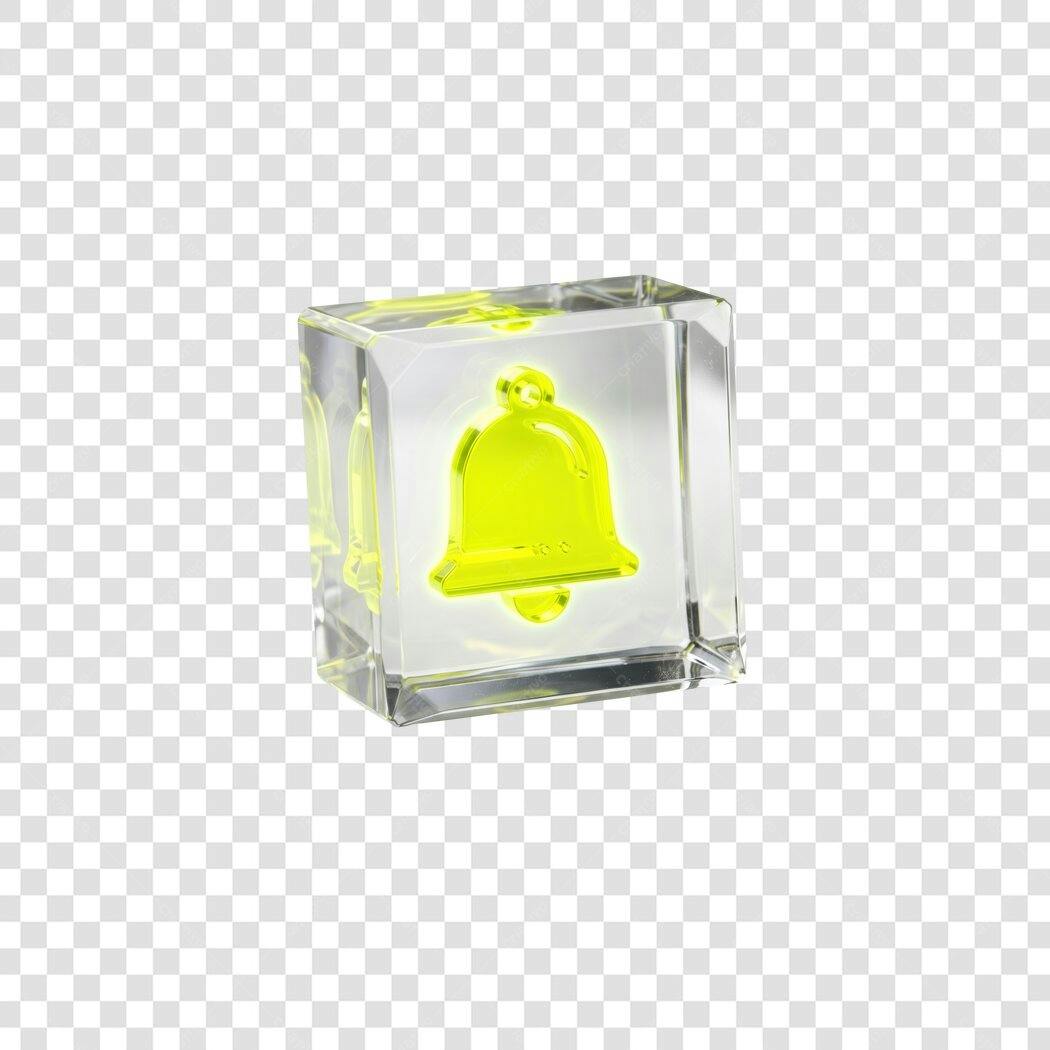 Elemento 3D Ícone Sino Notificação Neon PNG Fundo Transparente
