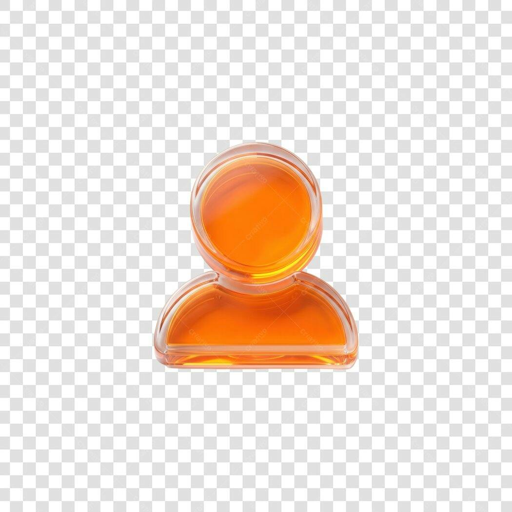 Elemento 3D Ícone Usuário Laranja Brilhante PNG Fundo Transparente