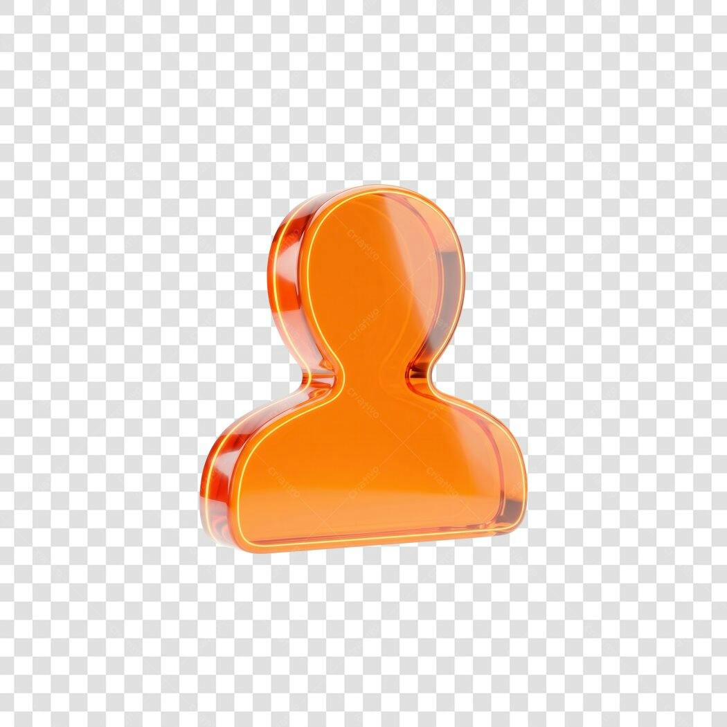 Elemento 3D Ícone Usuário Laranja Brilhante PNG Fundo Transparente