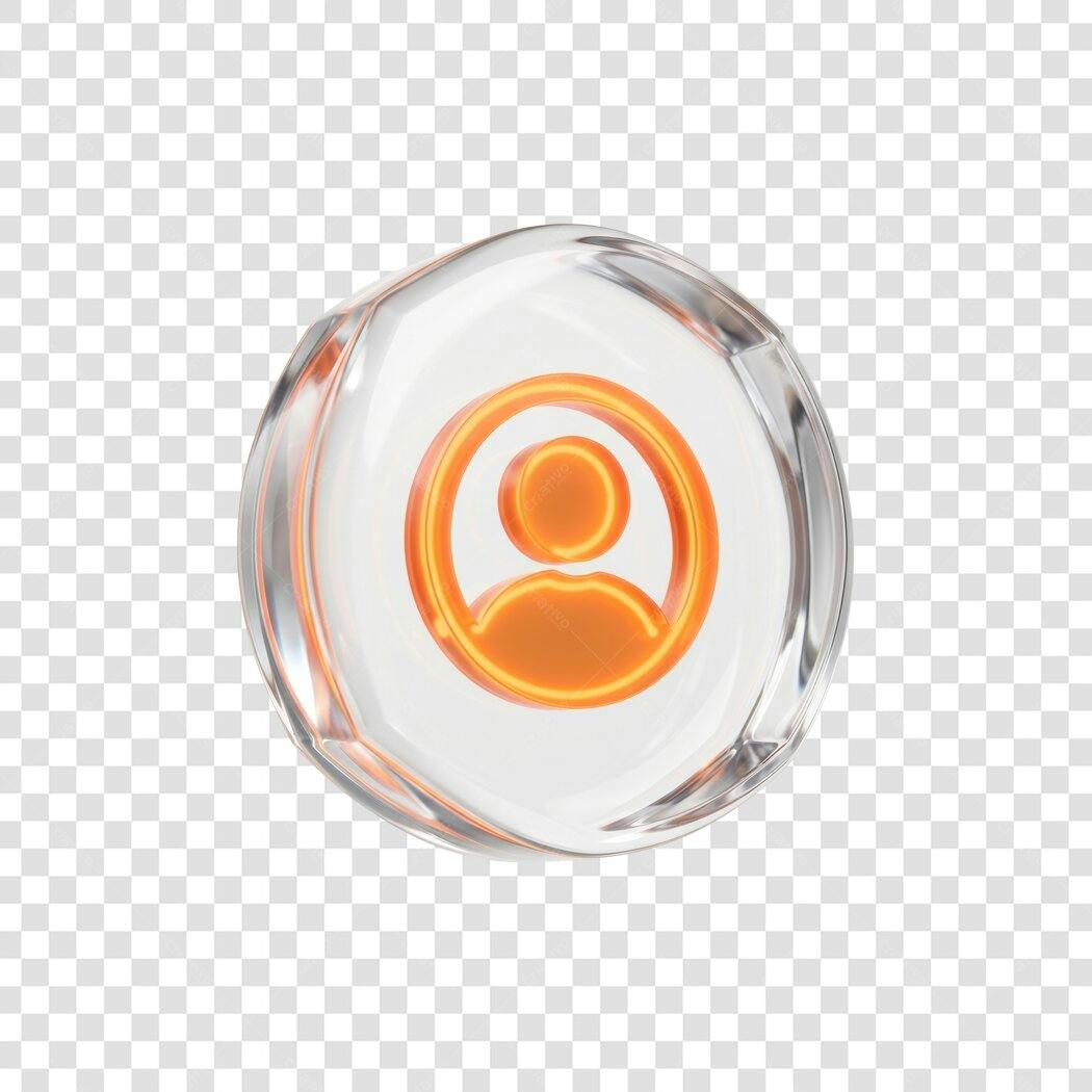 Elemento 3D Ícone Usuário Laranja Esfera Transparente PNG Fundo Transparente