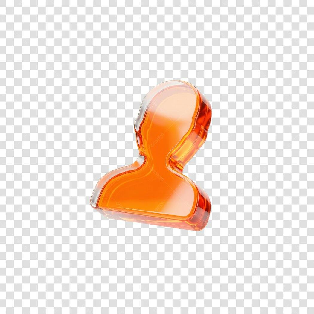 Elemento 3D Ícone Usuário Laranja Translúcido PNG Fundo Transparente