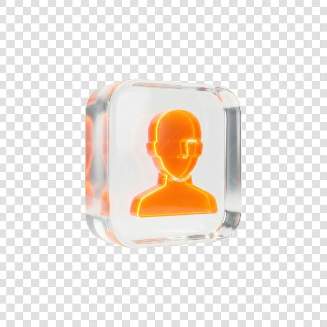 Elemento 3D Ícone Usuário Laranja Transparente PNG Fundo Transparente