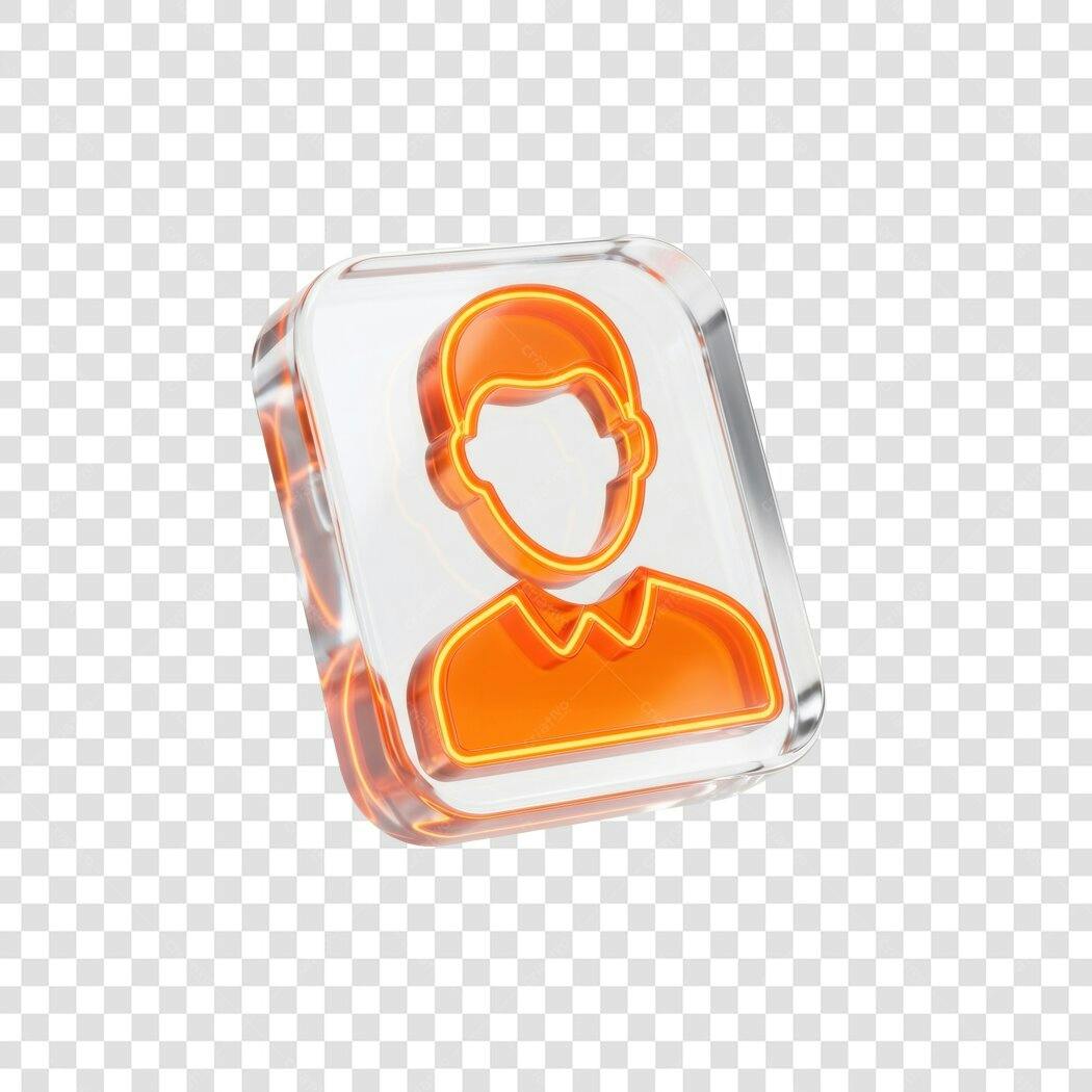Elemento 3D Ícone Usuário Laranja Vidro PNG Fundo Transparente