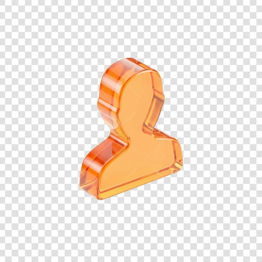 Elemento 3D Ícone Usuário Perfil Laranja PNG Fundo Transparente