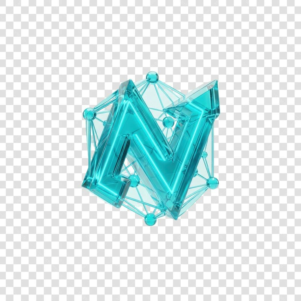 Elemento 3D Letra M Azul Transparente Com Conexões PNG Fundo Transparente