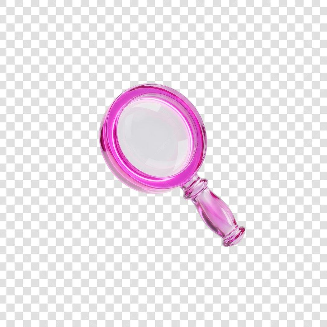 Elemento 3D Lupa Rosa Pesquisa PNG Fundo Transparente