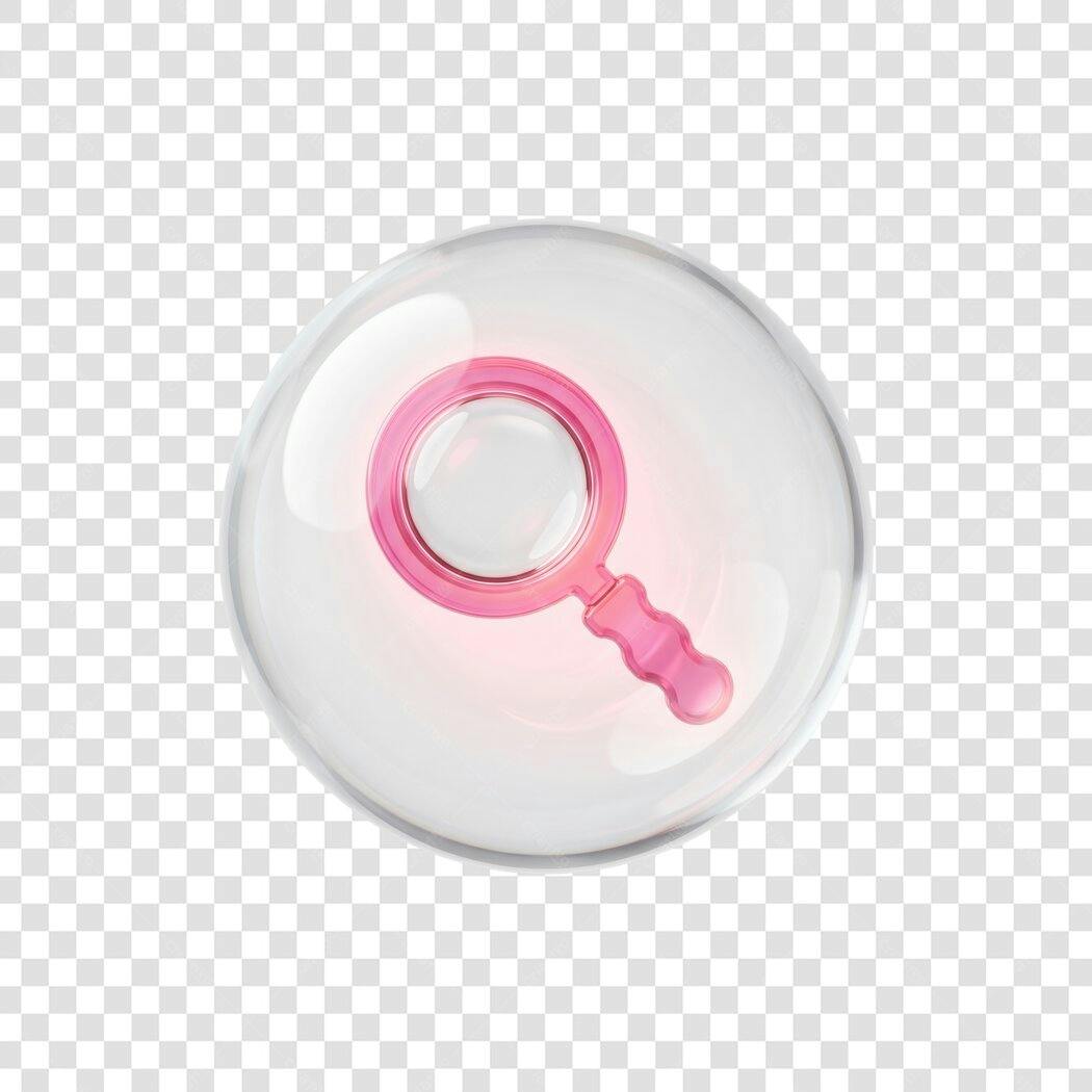 Elemento 3D Lupa Rosa Pesquisa Transparente PNG Fundo Transparente