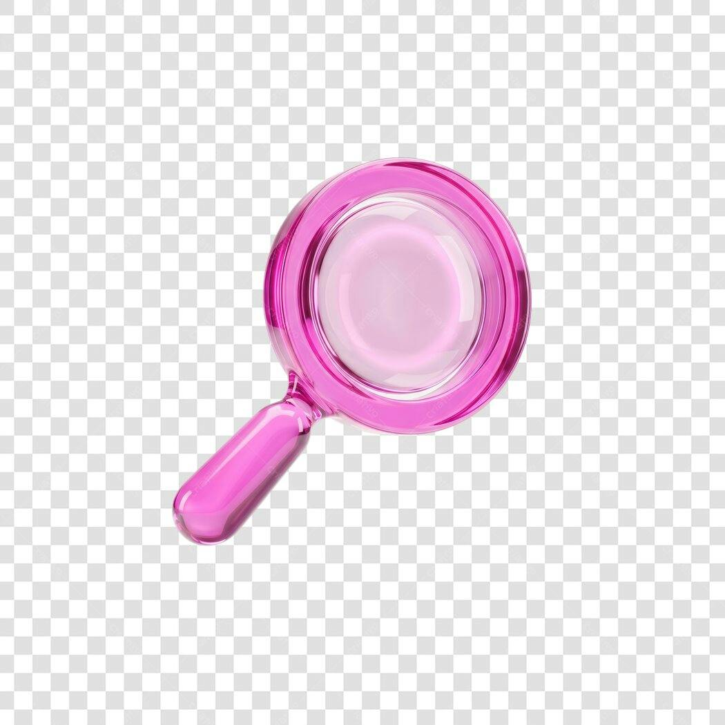 Elemento 3D Lupa Rosa Pesquisa Transparente PNG Sem Fundo