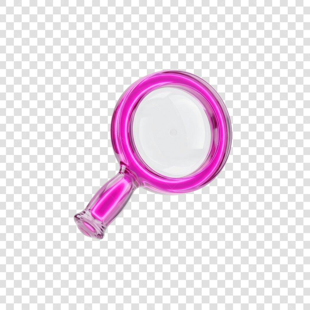 Elemento 3D Lupa Rosa Pesquisa Transparente PNG