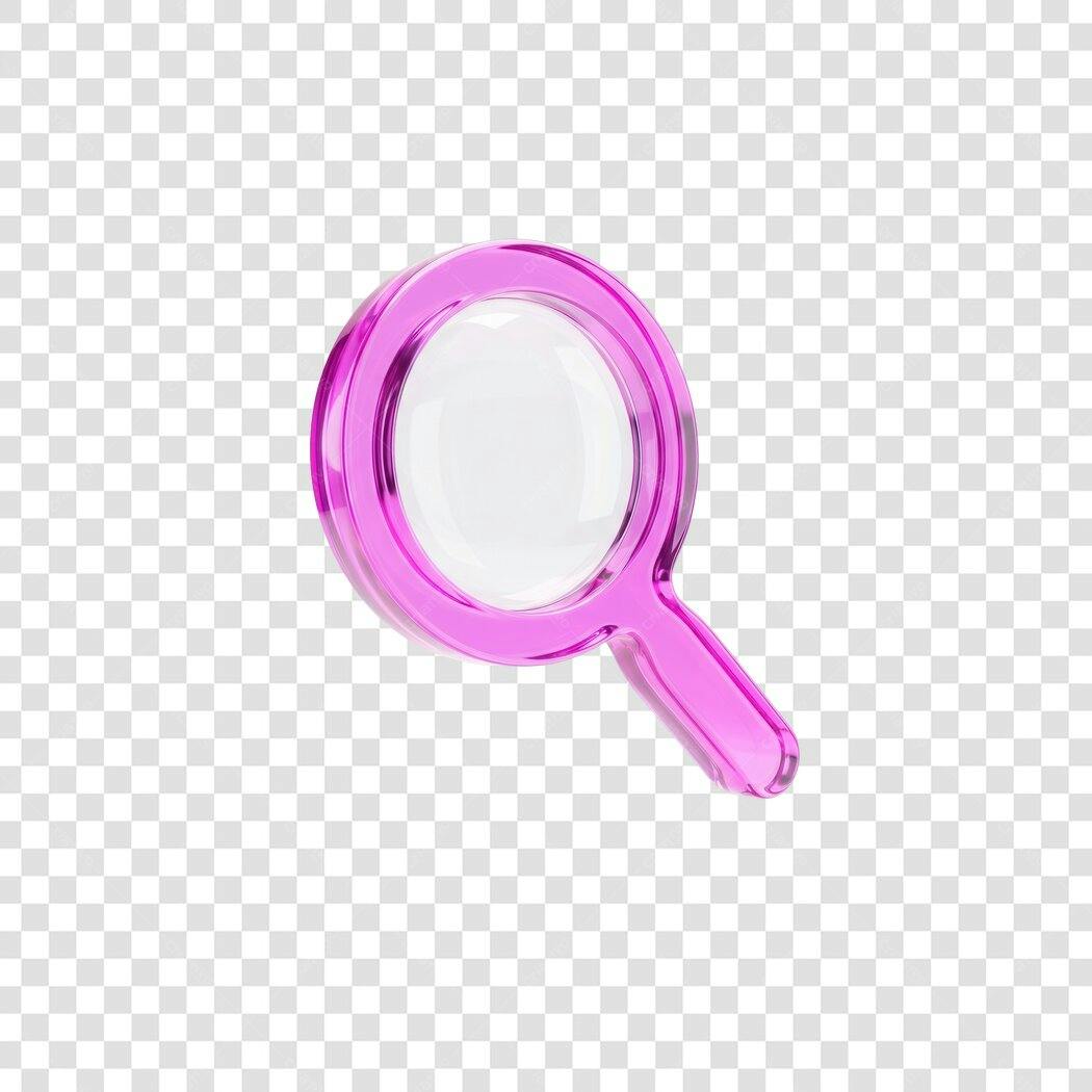 Elemento 3D Lupa Rosa Transparente Pesquisa PNG Fundo Transparente