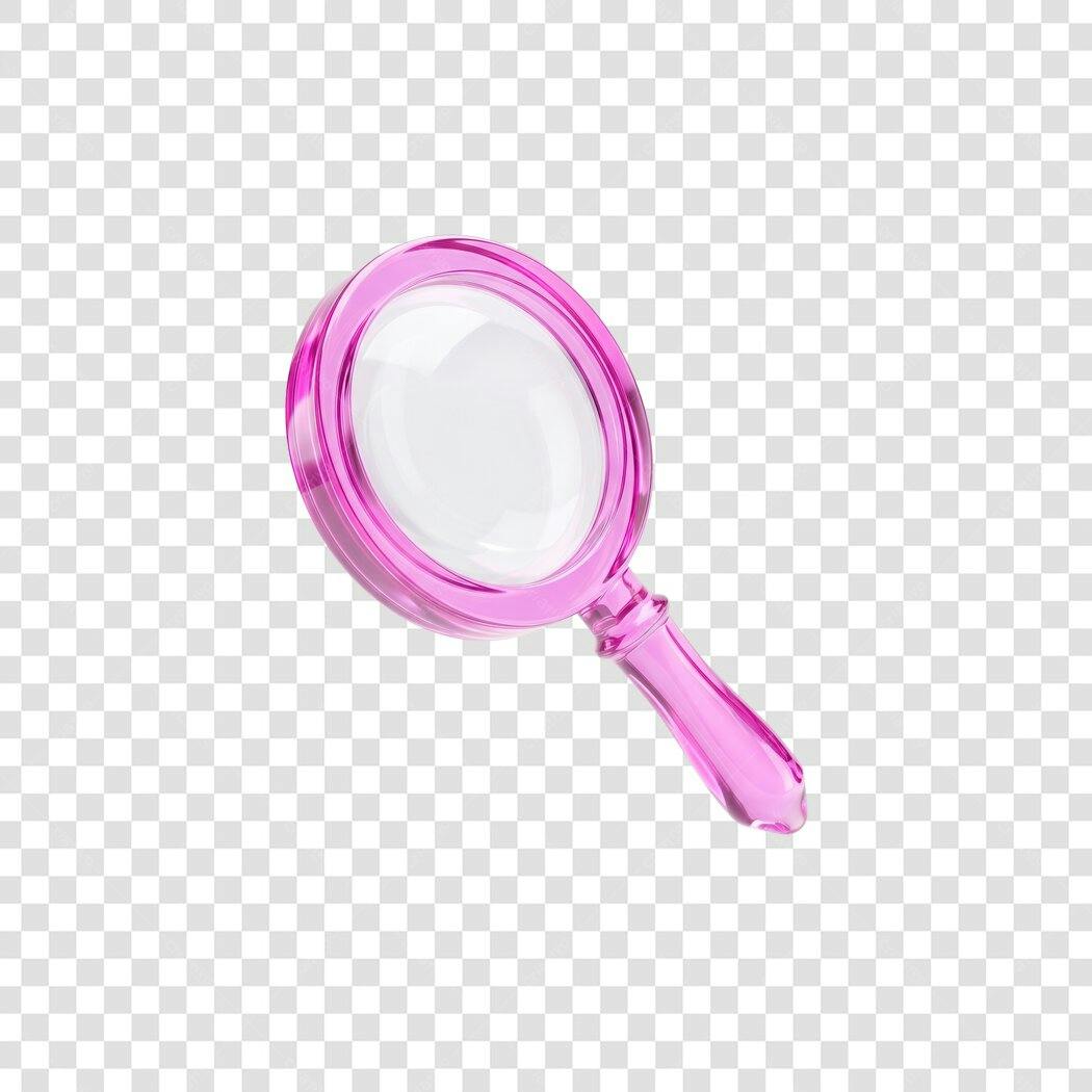 Elemento 3D Lupa Rosa Transparente PNG Fundo Transparente