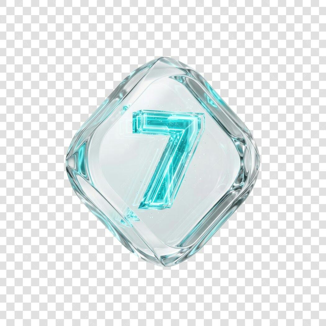 Elemento 3D Número 7 Cubo Gelo Transparente PNG Fundo Transparente